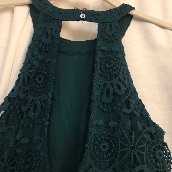 Hollister Teal High Neck Lace Bodycon Dress - Picture 4 of 4